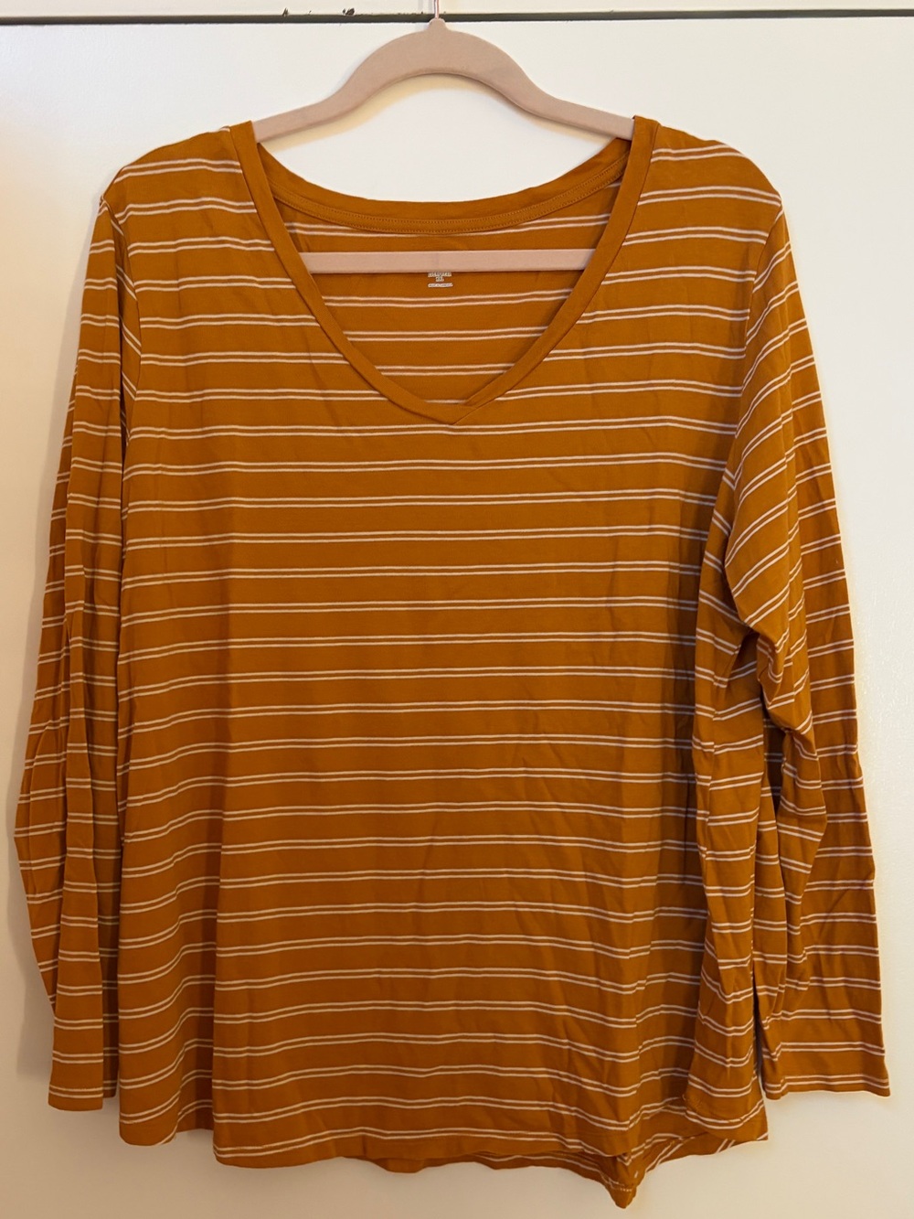 Old Navy Women's Long Sleeve V-Neck Striped Top - Mustard